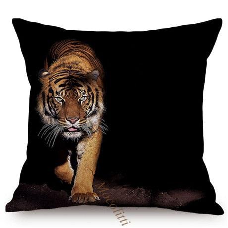Housses de Coussin Carrées 45x45cm pour Canapé, Décoration d'Intérieur, avec Motif Lion Zèbre Éléphant Tigre, Photographie Animale Moderne en Noir et Blanc