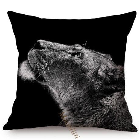 Housses de Coussin Carrées 45x45cm pour Canapé, Décoration d'Intérieur, avec Motif Lion Zèbre Éléphant Tigre, Photographie Animale Moderne en Noir et Blanc