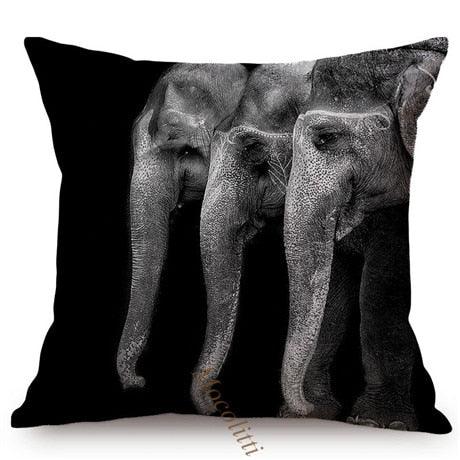 Housses de Coussin Carrées 45x45cm pour Canapé, Décoration d'Intérieur, avec Motif Lion Zèbre Éléphant Tigre, Photographie Animale Moderne en Noir et Blanc