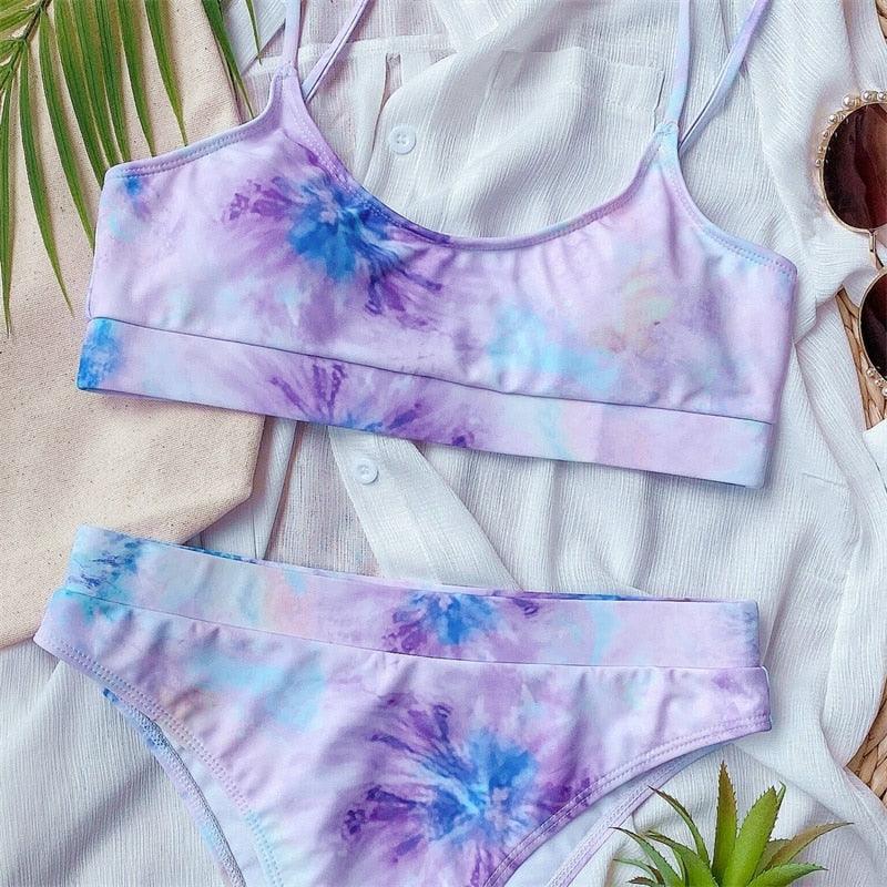 Maillot de bain bikini taille haute bleu moderne push-up femme ensemble bikini imprimé dragon maillot de bain rétro femme maillots de bain bikini taille haute push-up torsadé deux pièces maillots de bain gainants