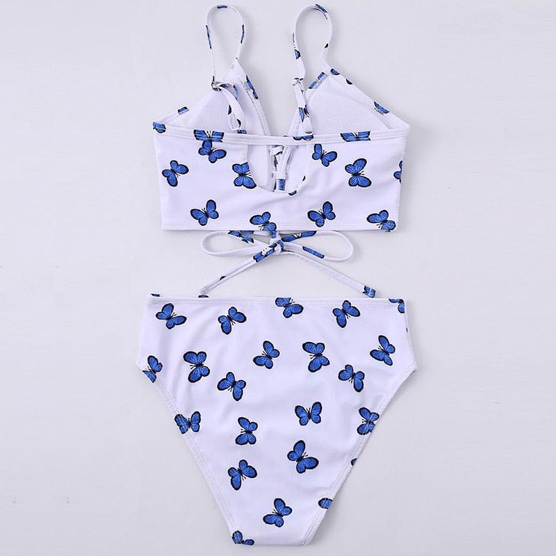 Maillot de bain bikini taille haute bleu moderne push-up femme ensemble bikini imprimé dragon maillot de bain rétro femme maillots de bain bikini taille haute push-up torsadé deux pièces maillots de bain gainants