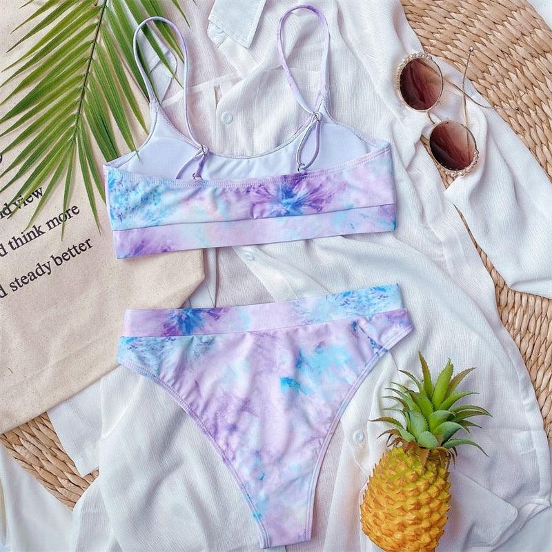 Maillot de bain bikini taille haute bleu moderne push-up femme ensemble bikini imprimé dragon maillot de bain rétro femme maillots de bain bikini taille haute push-up torsadé deux pièces maillots de bain gainants