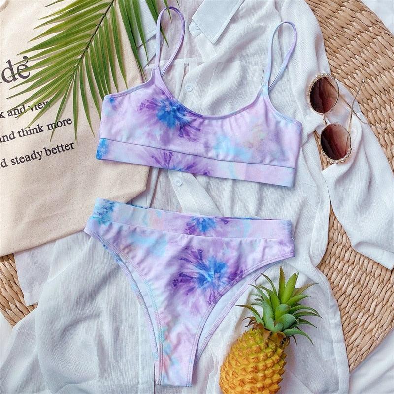 Maillot de bain bikini taille haute bleu moderne push-up femme ensemble bikini imprimé dragon maillot de bain rétro femme maillots de bain bikini taille haute push-up torsadé deux pièces maillots de bain gainants