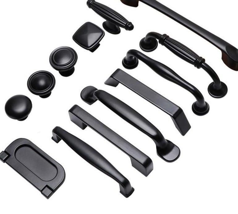 Poignées d'armoire modernes en alliage d'aluminium massif, poignées de porte, poignées de cuisine, poignées de tiroir, poignées de meuble, quincaillerie noire pour armoire, tiroir, porte, commode pour meubles de cuisine, quincaillerie d'armoire