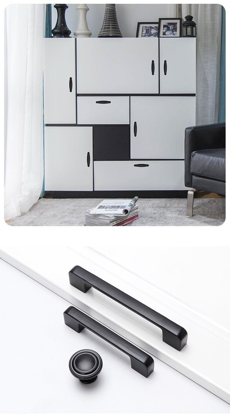 Poignées d'armoire modernes en alliage d'aluminium massif, poignées de porte, poignées de cuisine, poignées de tiroir, poignées de meuble, quincaillerie noire pour armoire, tiroir, porte, commode pour meubles de cuisine, quincaillerie d'armoire