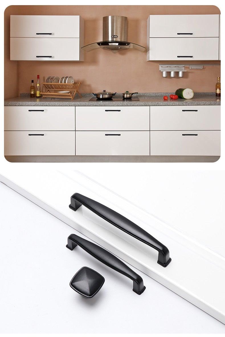 Poignées d'armoire modernes en alliage d'aluminium massif, poignées de porte, poignées de cuisine, poignées de tiroir, poignées de meuble, quincaillerie noire pour armoire, tiroir, porte, commode pour meubles de cuisine, quincaillerie d'armoire