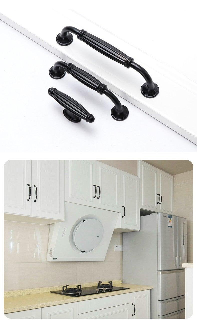 Poignées d'armoire modernes en alliage d'aluminium massif, poignées de porte, poignées de cuisine, poignées de tiroir, poignées de meuble, quincaillerie noire pour armoire, tiroir, porte, commode pour meubles de cuisine, quincaillerie d'armoire