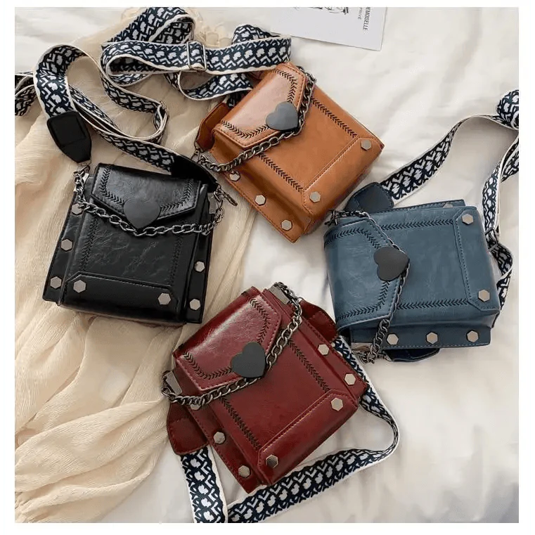 Sac à bandoulière moderne, élégant et magnifique en forme de cœur avec clous, pour femmes et jeunes filles