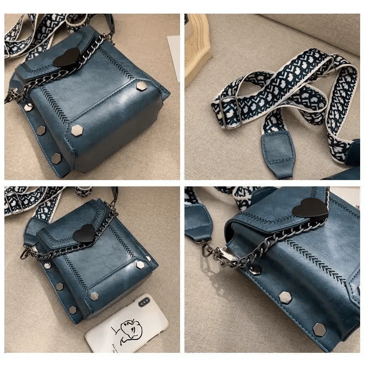Sac à bandoulière moderne, élégant et magnifique en forme de cœur avec clous, pour femmes et jeunes filles