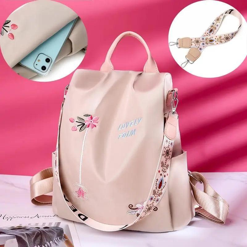 Sac à dos moderne élégant imperméable pour femme, sac à dos antivol tendance avec joli imprimé, sac d'école de haute qualité grande capacité
