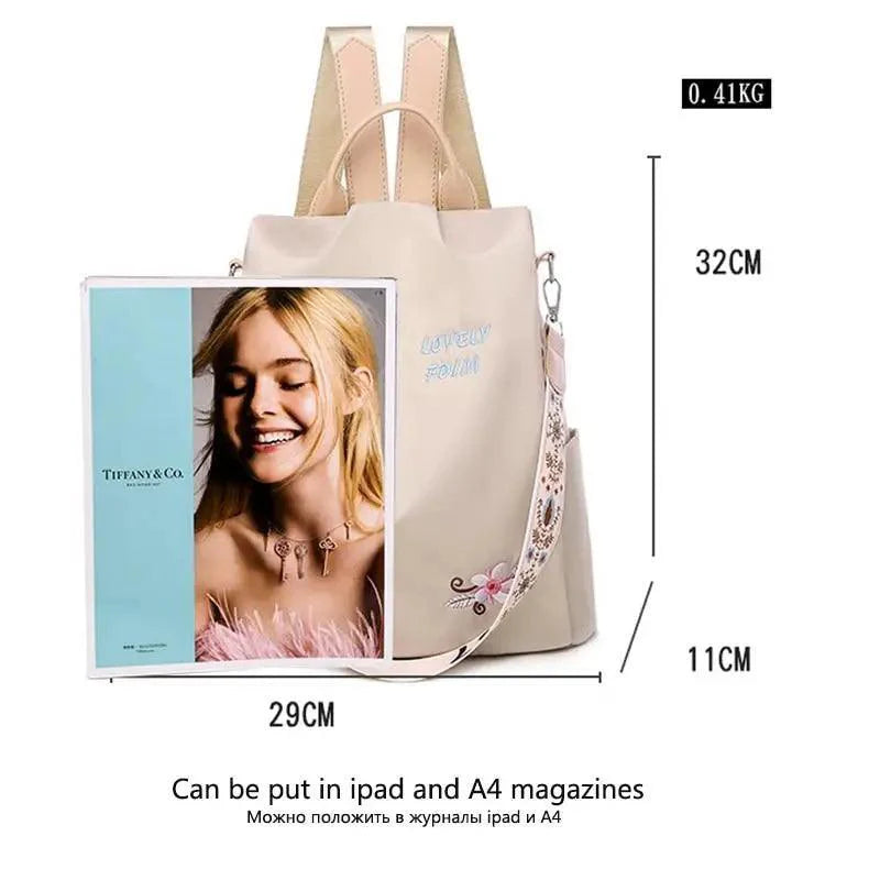 Sac à dos moderne élégant imperméable pour femme, sac à dos antivol tendance avec joli imprimé, sac d'école de haute qualité grande capacité