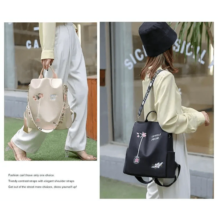 Sac à dos moderne élégant imperméable pour femme, sac à dos antivol tendance avec joli imprimé, sac d'école de haute qualité grande capacité