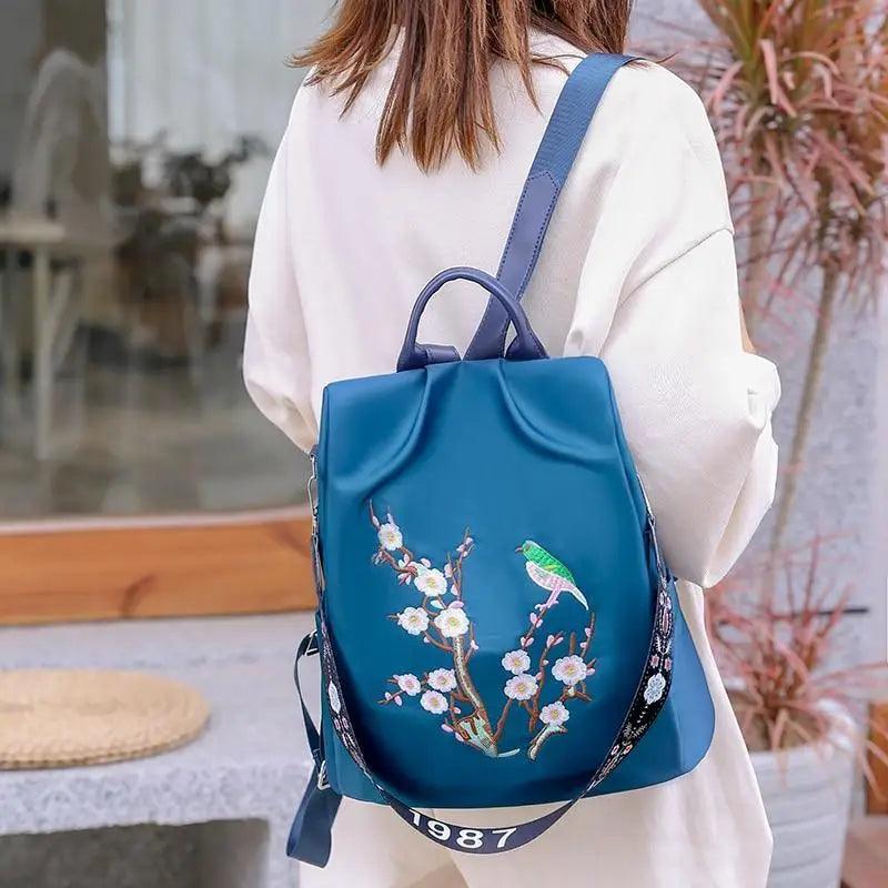 Sac à dos moderne élégant imperméable pour femme, sac à dos antivol tendance avec joli imprimé, sac d'école de haute qualité grande capacité
