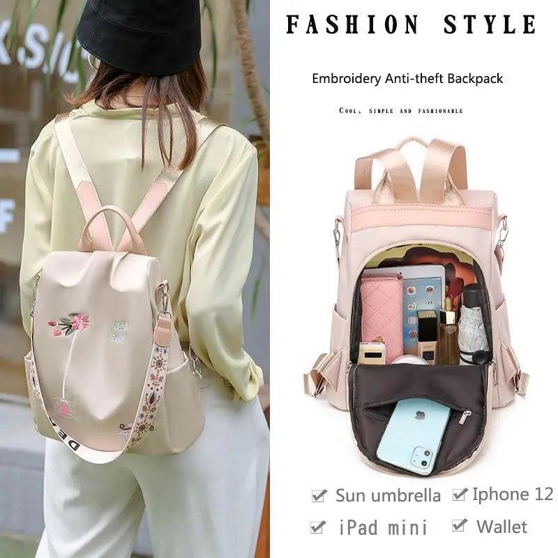 Sac à dos moderne élégant imperméable pour femme, sac à dos antivol tendance avec joli imprimé, sac d'école de haute qualité grande capacité