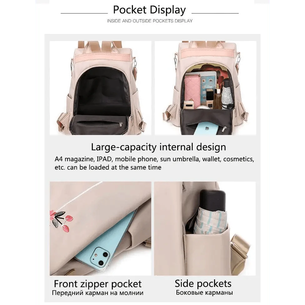 Sac à dos moderne élégant imperméable pour femme, sac à dos antivol tendance avec joli imprimé, sac d'école de haute qualité grande capacité