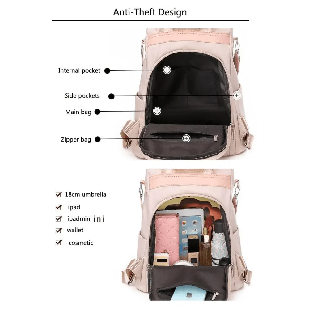 Sac à dos moderne élégant imperméable pour femme, sac à dos antivol tendance avec joli imprimé, sac d'école de haute qualité grande capacité