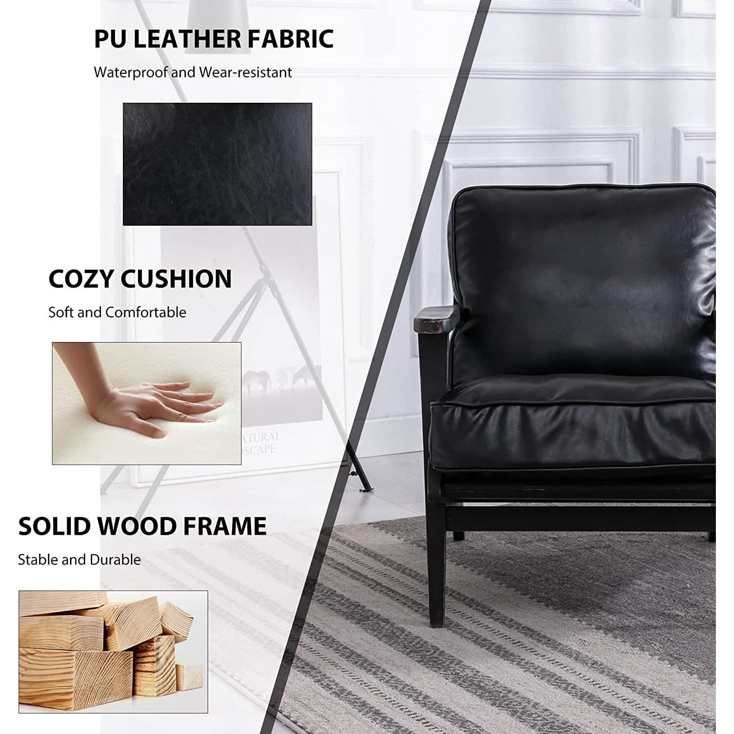 Fauteuil d'appoint moderne en similicuir