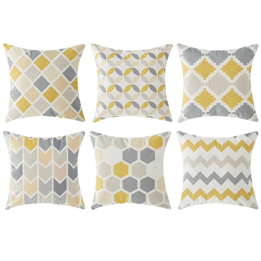Housses de Coussin Géométriques Décoratives Modernes Housses de Coussins Carrées Extérieures Jaunes Décoratives pour Canapé Chambre Housses de Coussin
