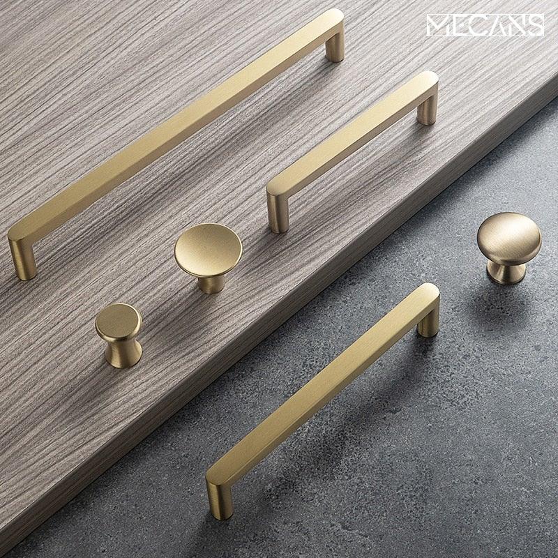 Boutons dorés modernes en cuivre pur pour armoire de cuisine, poignées de porte de placard, boutons de tiroir en laiton, quincaillerie de poignée de meuble, poignées de tiroir, bouton de placard pour quincaillerie de meuble de cuisine