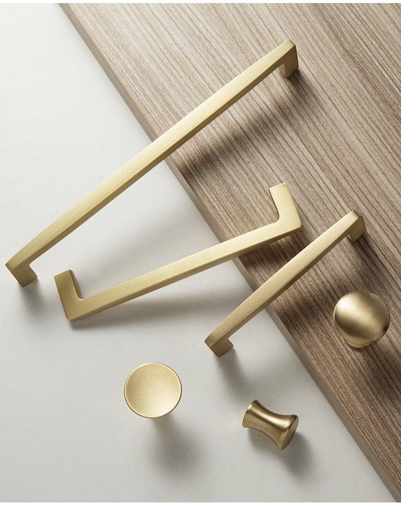 Boutons dorés modernes en cuivre pur pour armoire de cuisine, poignées de porte de placard, boutons de tiroir en laiton, quincaillerie de poignée de meuble, poignées de tiroir, bouton de placard pour quincaillerie de meuble de cuisine