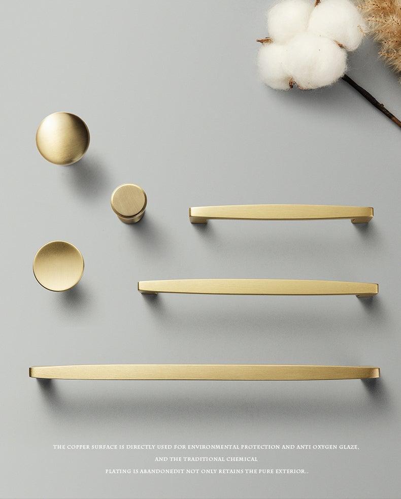 Boutons dorés modernes en cuivre pur pour armoire de cuisine, poignées de porte de placard, boutons de tiroir en laiton, quincaillerie de poignée de meuble, poignées de tiroir, bouton de placard pour quincaillerie de meuble de cuisine