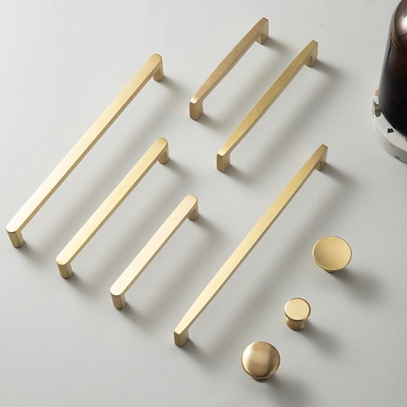 Boutons dorés modernes en cuivre pur pour armoire de cuisine, poignées de porte de placard, boutons de tiroir en laiton, quincaillerie de poignée de meuble, poignées de tiroir, bouton de placard pour quincaillerie de meuble de cuisine