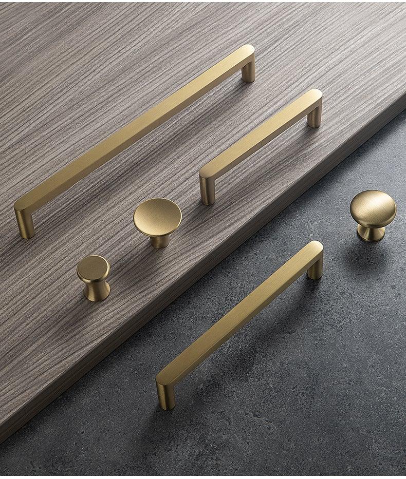 Boutons dorés modernes en cuivre pur pour armoire de cuisine, poignées de porte de placard, boutons de tiroir en laiton, quincaillerie de poignée de meuble, poignées de tiroir, bouton de placard pour quincaillerie de meuble de cuisine