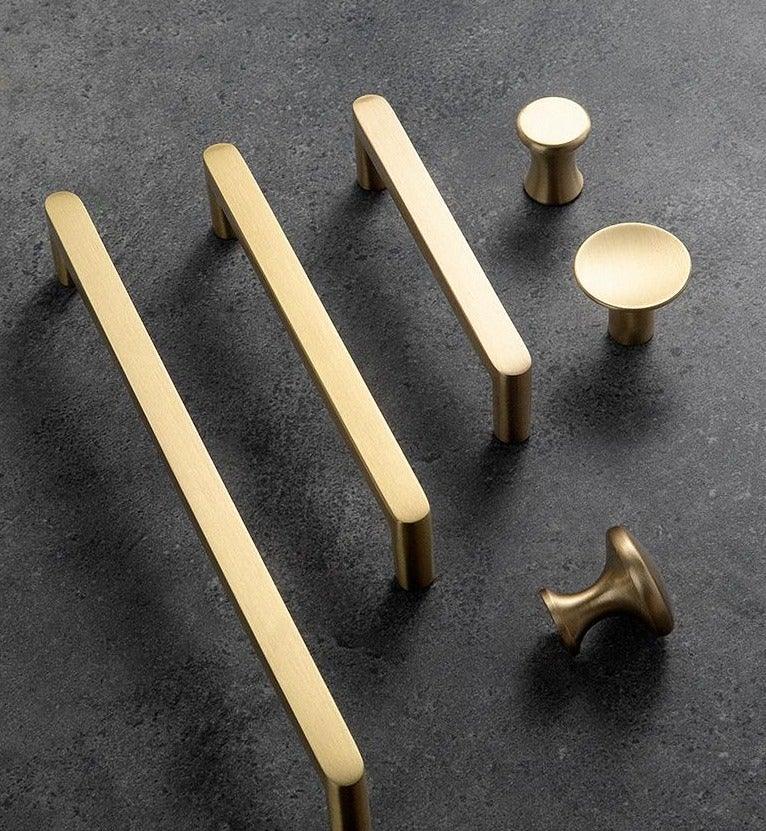 Boutons dorés modernes en cuivre pur pour armoire de cuisine, poignées de porte de placard, boutons de tiroir en laiton, quincaillerie de poignée de meuble, poignées de tiroir, bouton de placard pour quincaillerie de meuble de cuisine