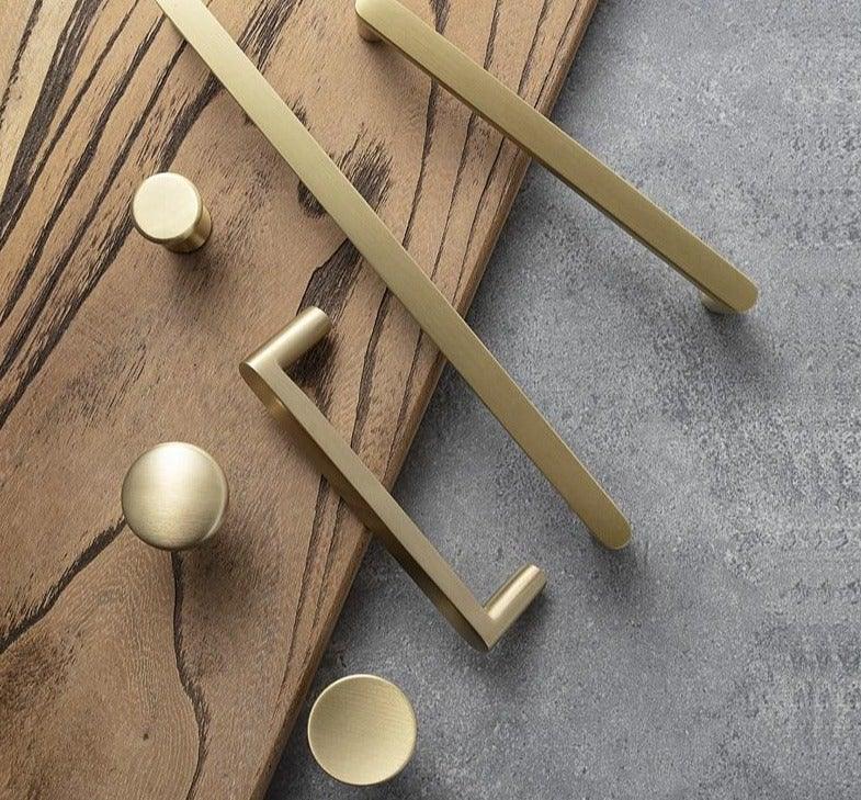 Boutons dorés modernes en cuivre pur pour armoire de cuisine, poignées de porte de placard, boutons de tiroir en laiton, quincaillerie de poignée de meuble, poignées de tiroir, bouton de placard pour quincaillerie de meuble de cuisine