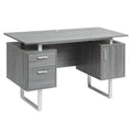 Bureau d'ordinateur gris moderne avec rangement