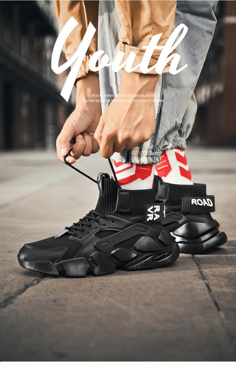 Baskets montantes beiges modernes pour hommes, chaussures épaisses pour hommes, baskets de sport de qualité supérieure, respirantes, décontractées, pour l'extérieur, augmentant la hauteur