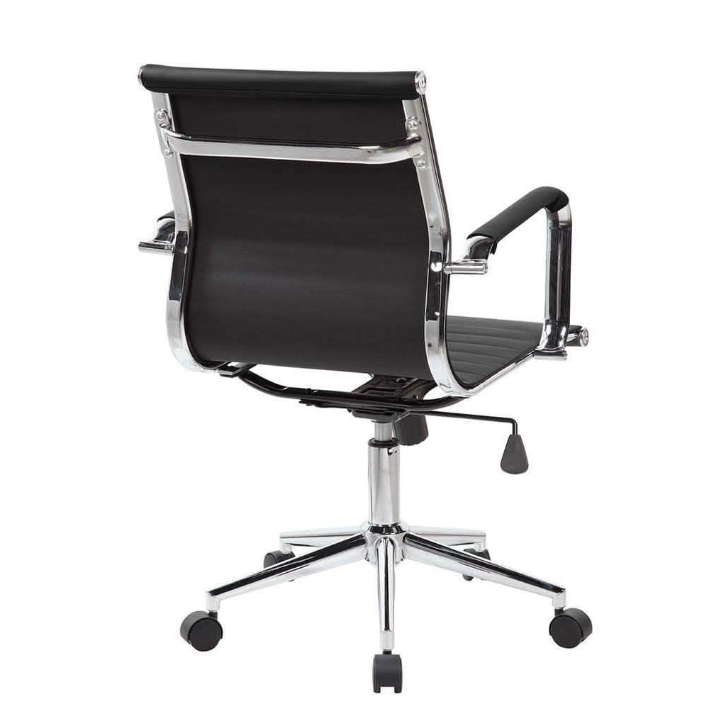 Chaise de bureau de direction moderne à dossier mi-haut - Noire