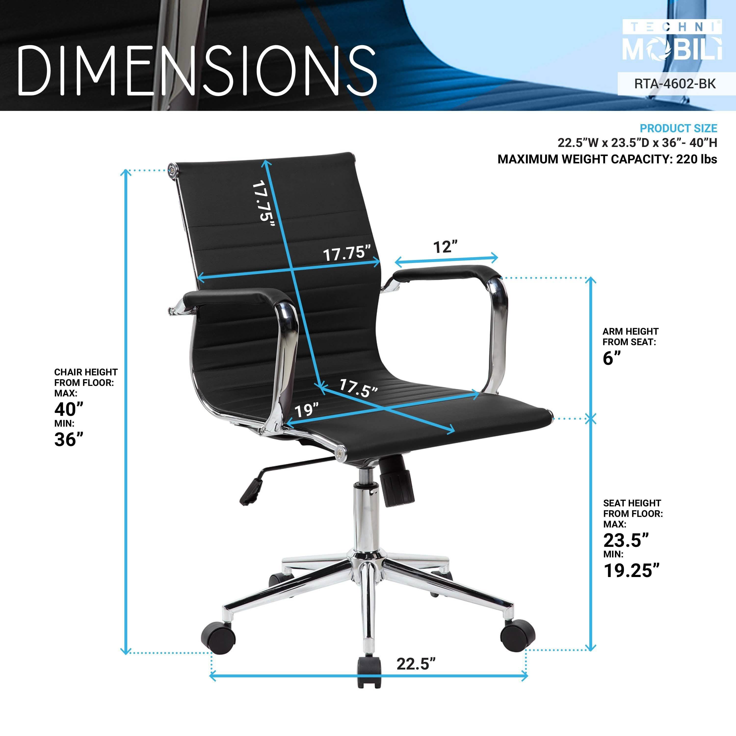 Chaise de bureau de direction moderne à dossier mi-haut - Noire