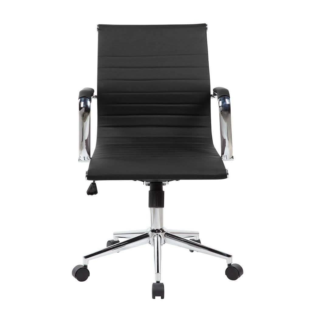 Chaise de bureau de direction moderne à dossier mi-haut - Noire
