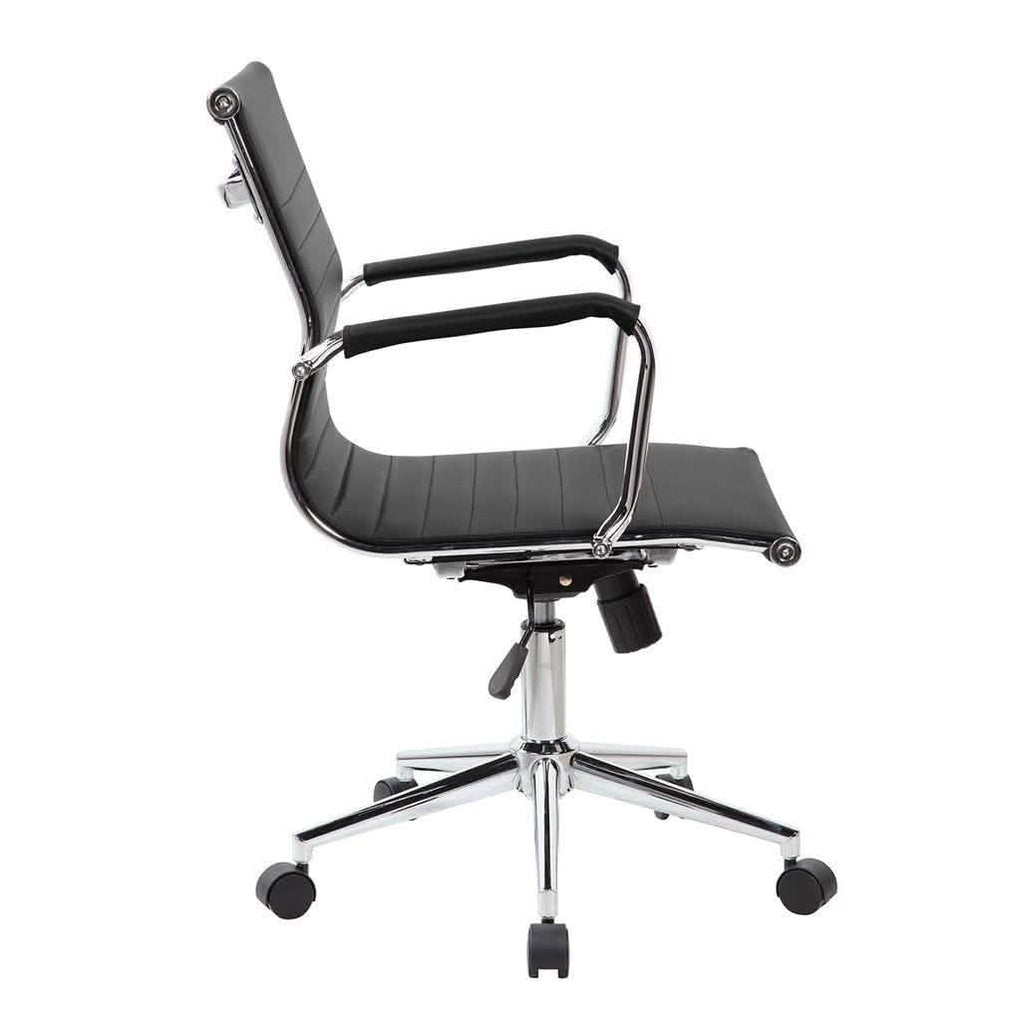Chaise de bureau de direction moderne à dossier mi-haut - Noire