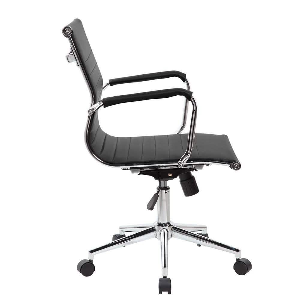 Chaise de bureau de direction moderne à dossier mi-haut - Noire