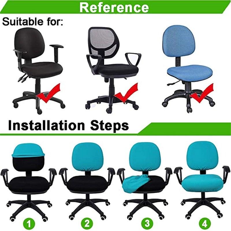 Housse de chaise de bureau moderne, en Spandex, pour chaise de bureau ou fauteuil de jeu pivotant, lavable, pour cybercafé, housse de chaise de bureau extensible en Spandex, amovible, lavable, housse de protection pivotante.