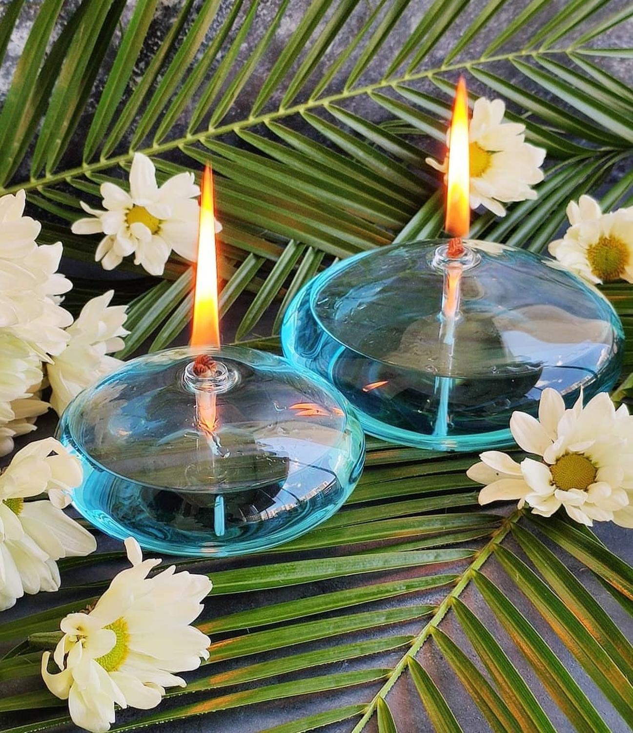 Lampe à Huile Moderne en Verre Petit Jardin d'Hiver Décoration Maison Fantastique Idée Fête d'Anniversaire Luciole Rechargeable Bonheur Liquide Bougie à Huile Ronde en Verre