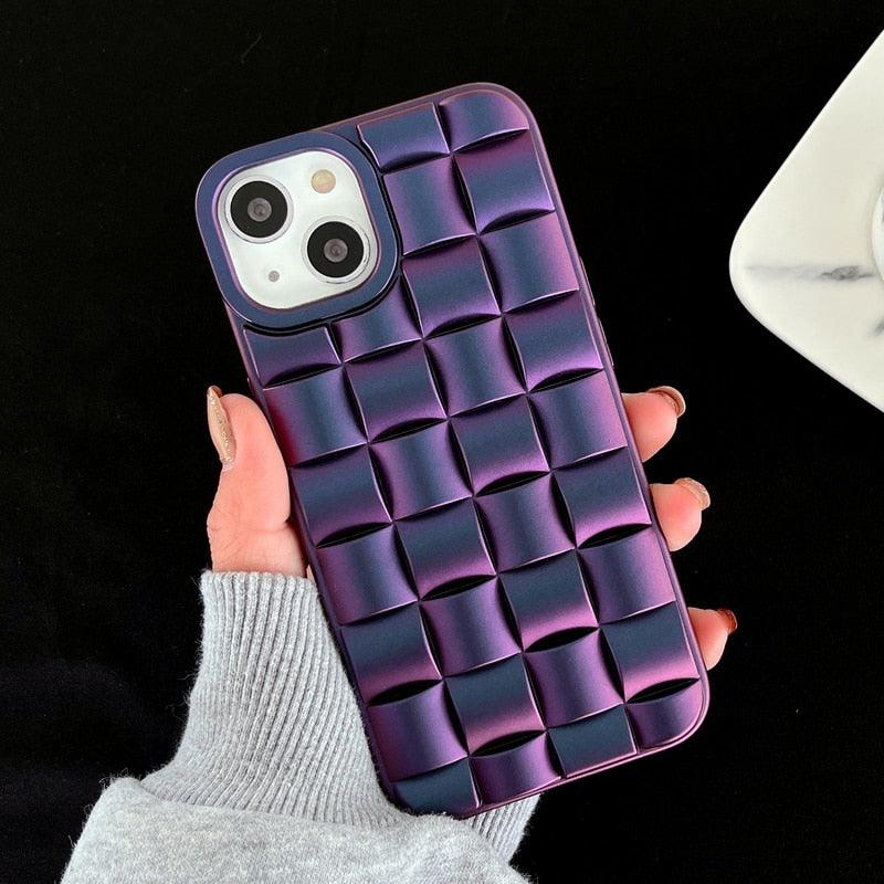 Coque de Téléphone Moderne Violet Vert pour iPhone 13 14 Pro Max 11 12 Mini XS XR X 7 8 14 Plus Housse Souple Antichoc Bumper Mignon Design 3D Silicone Souple Antichoc Bumper Rehaussé Étui pour iPhone