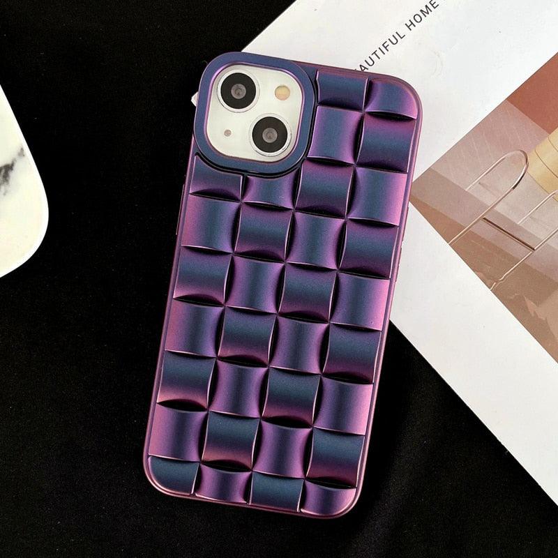 Coque de Téléphone Moderne Violet Vert pour iPhone 13 14 Pro Max 11 12 Mini XS XR X 7 8 14 Plus Housse Souple Antichoc Bumper Mignon Design 3D Silicone Souple Antichoc Bumper Rehaussé Étui pour iPhone