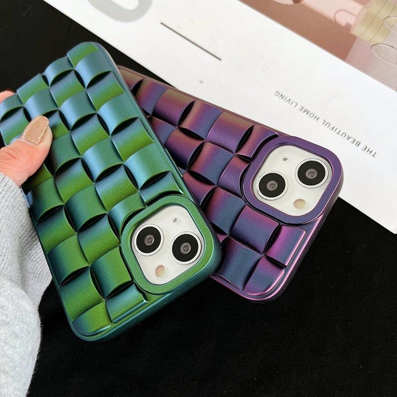 Coque de Téléphone Moderne Violet Vert pour iPhone 13 14 Pro Max 11 12 Mini XS XR X 7 8 14 Plus Housse Souple Antichoc Bumper Mignon Design 3D Silicone Souple Antichoc Bumper Rehaussé Étui pour iPhone