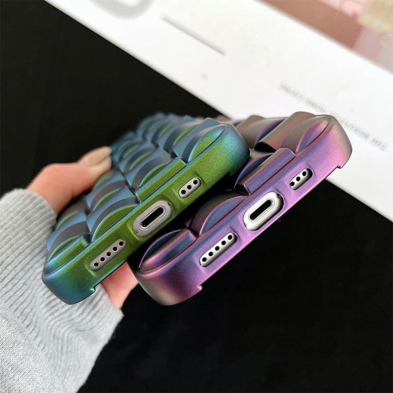 Coque de Téléphone Moderne Violet Vert pour iPhone 13 14 Pro Max 11 12 Mini XS XR X 7 8 14 Plus Housse Souple Antichoc Bumper Mignon Design 3D Silicone Souple Antichoc Bumper Rehaussé Étui pour iPhone