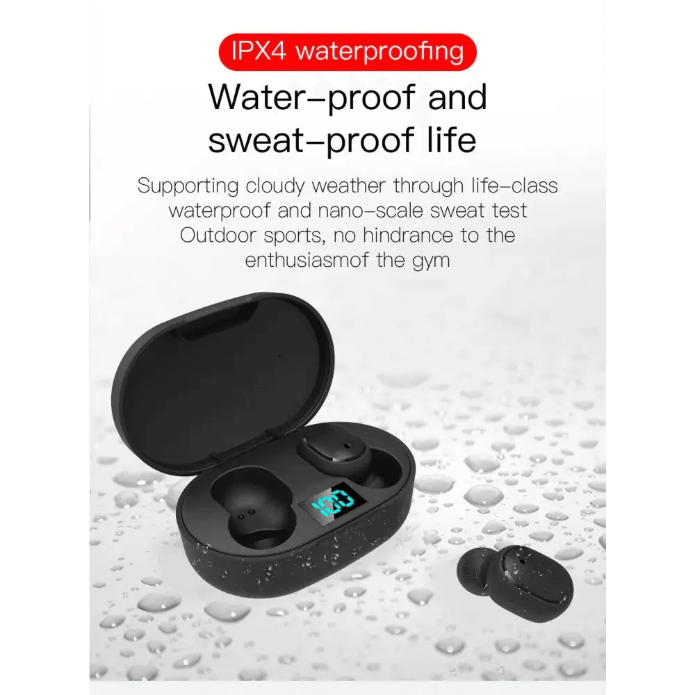 Écouteurs Bluetooth 5.0 Stéréo sans fil, style moderne, intra-auriculaires, mains libres, pour le sport, son de qualité.