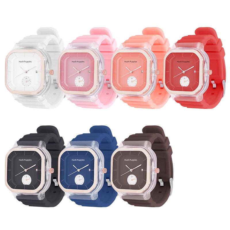 Montre à Quartz Transparente Moderne Montres de Sport pour Enfants Filles Garçons Carré Femmes Sports Électronique Décontracté Montre-Bracelet à Quartz avec Lunette Boîtier Bracelet en Silicone Montre pour Femmes Hommes