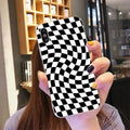 Coque de téléphone à motif damier moderne et unique pour iPhone 11 12 13 Mini Pro Max, motif damier noir et blanc, coque élégante pour filles