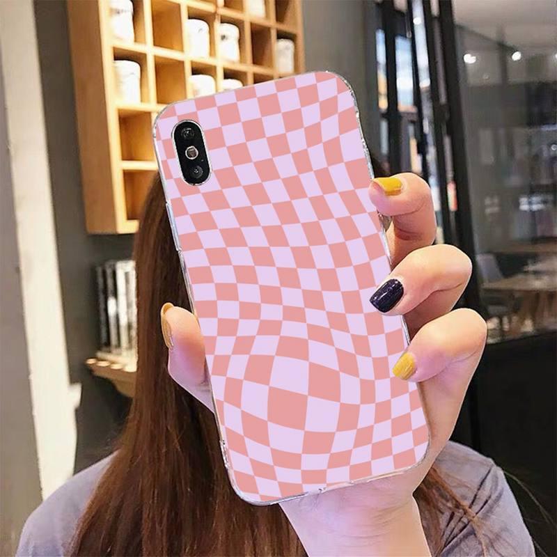 Coque de téléphone à motif damier moderne et unique pour iPhone 11 12 13 Mini Pro Max, motif damier noir et blanc, coque élégante pour filles