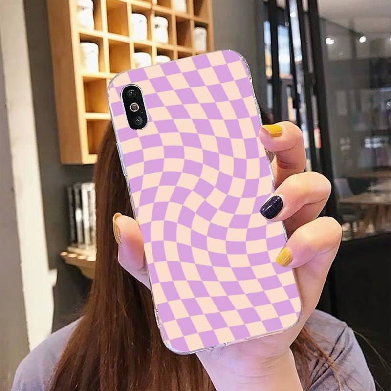 Coque de téléphone à motif damier moderne et unique pour iPhone 11 12 13 Mini Pro Max, motif damier noir et blanc, coque élégante pour filles
