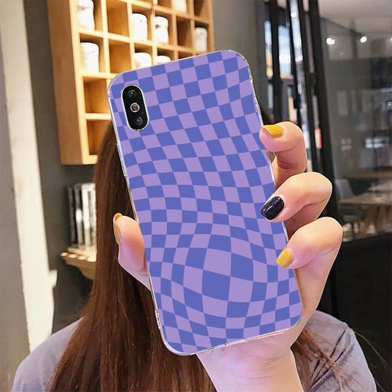 Coque de téléphone à motif damier moderne et unique pour iPhone 11 12 13 Mini Pro Max, motif damier noir et blanc, coque élégante pour filles