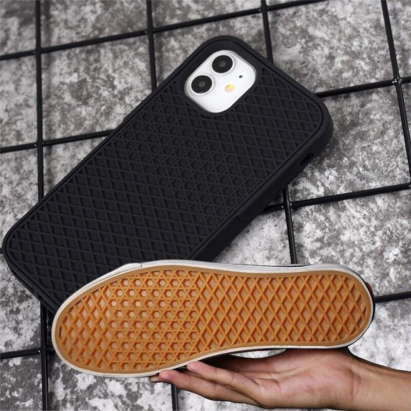 Coque en silicone texture semelle de chaussure de sport gaufrée moderne pour iPhone 12 13 Pro Max XS XR X iPhone Mini Housse en silicone antichoc Coque de téléphone en silicone souple et artistique