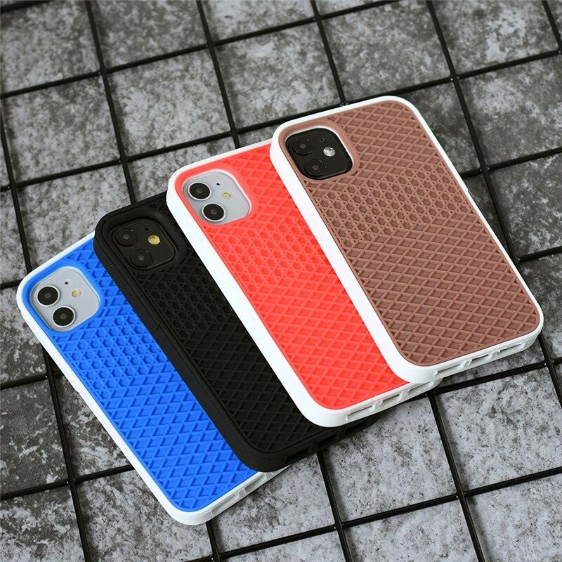 Coque en silicone texture semelle de chaussure de sport gaufrée moderne pour iPhone 12 13 Pro Max XS XR X iPhone Mini Housse en silicone antichoc Coque de téléphone en silicone souple et artistique